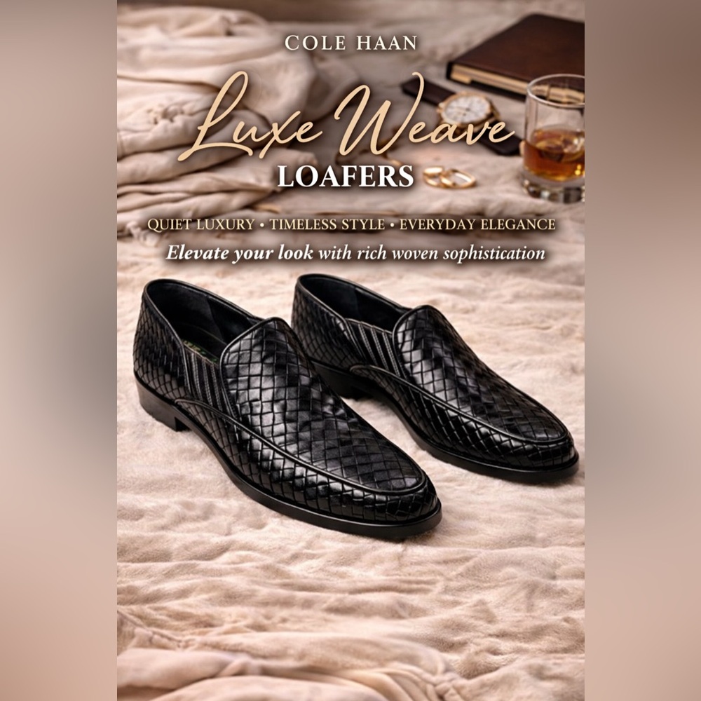 Cole Haan Black Woven Leather Ballet Flats | Handmade | Classic Luxe